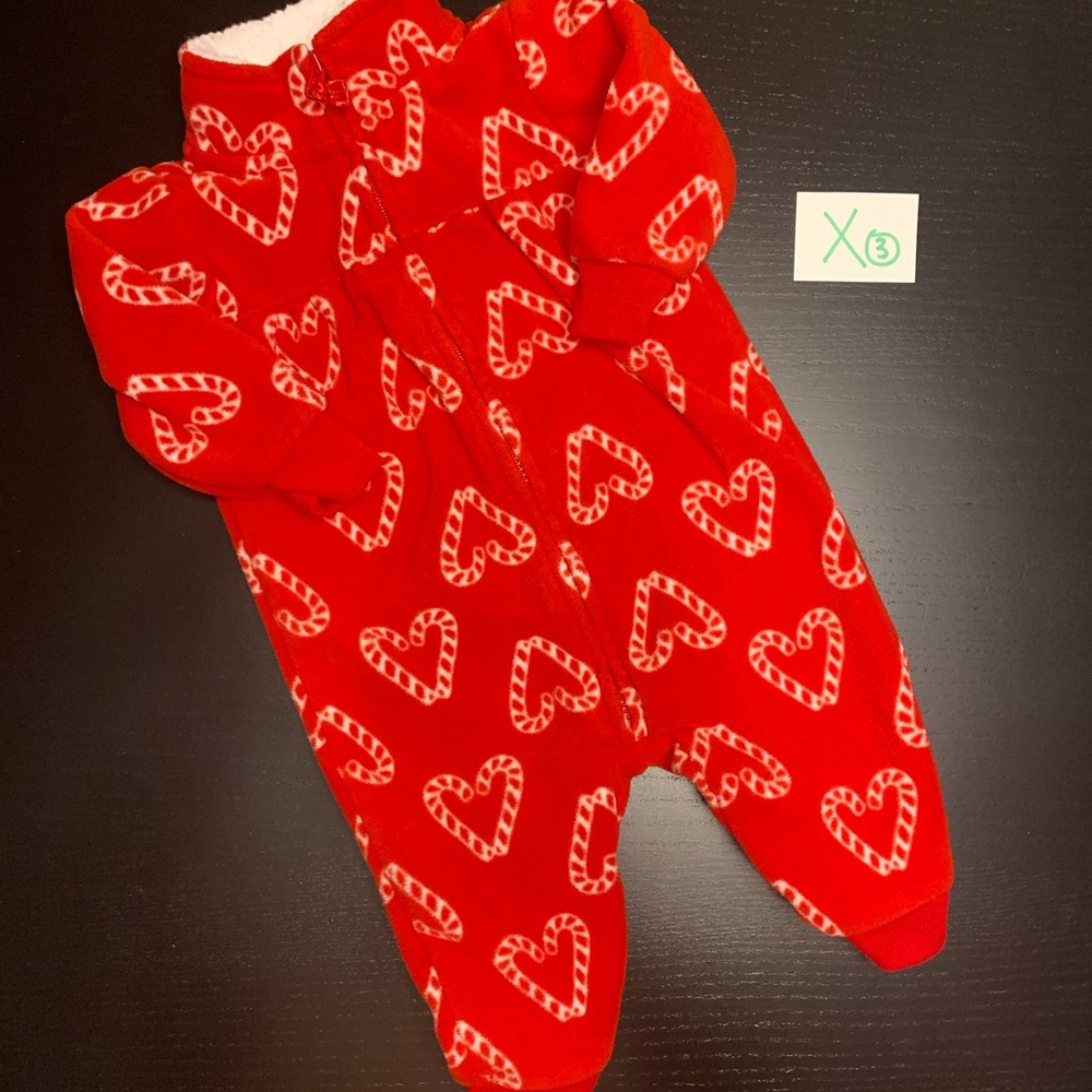 Carter's Red Heart Footless 1pc - Candy Canes